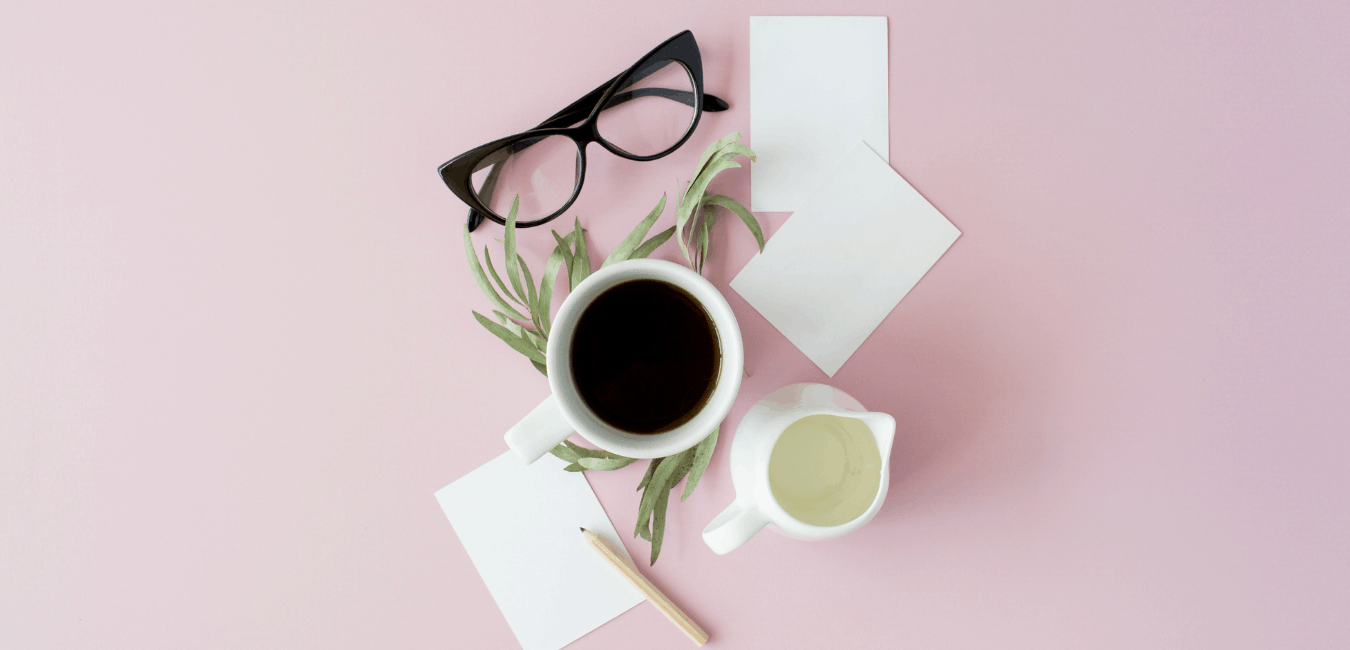 3. coffee glasses on desk